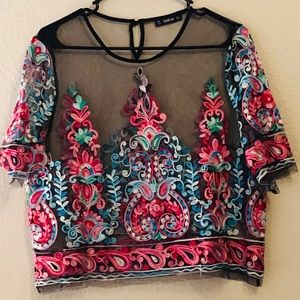 See through embroidered top